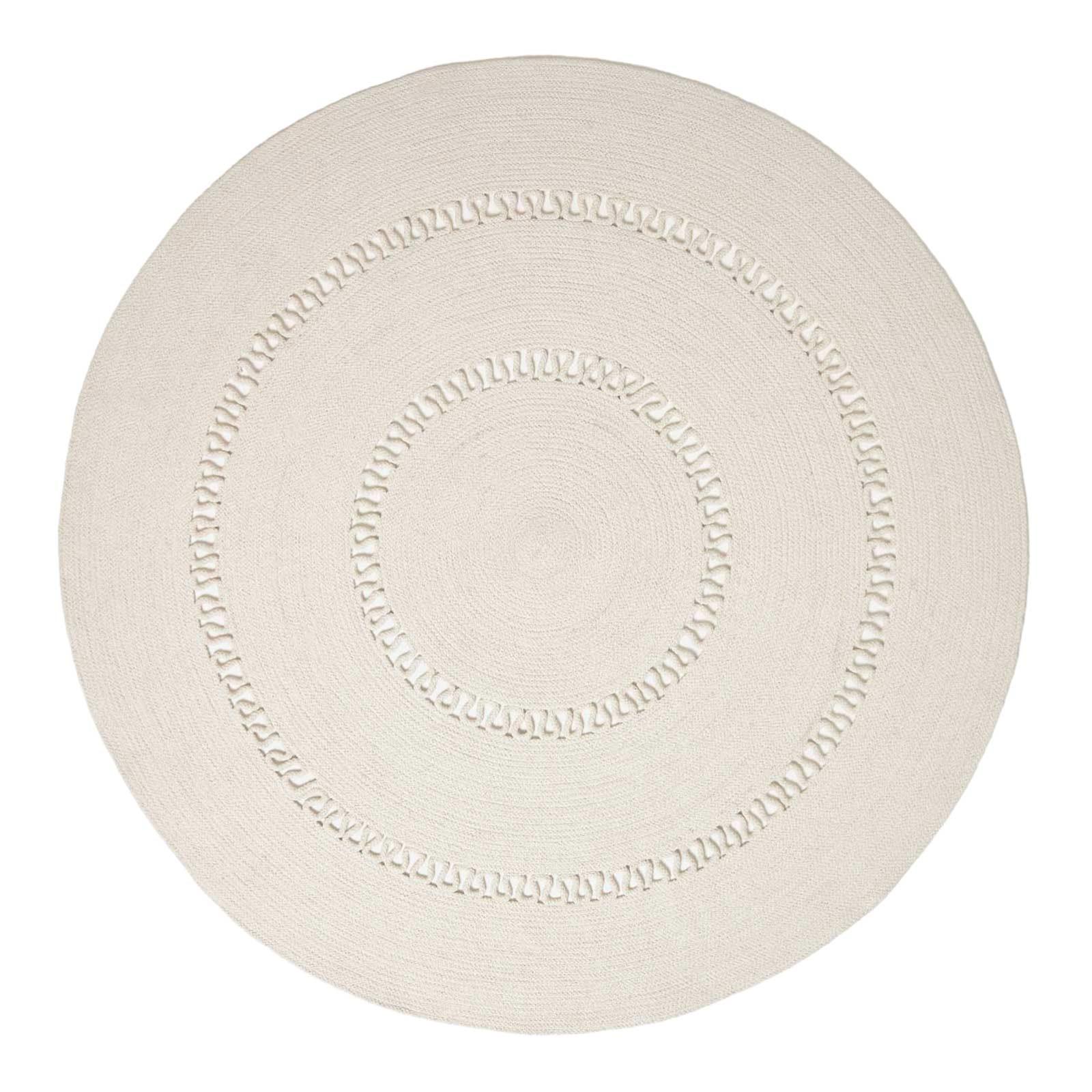 TEPPICH geflochten rund mit Häkel-Muster 150 cm - Creme, Textil (150/150cm) - Homescapes