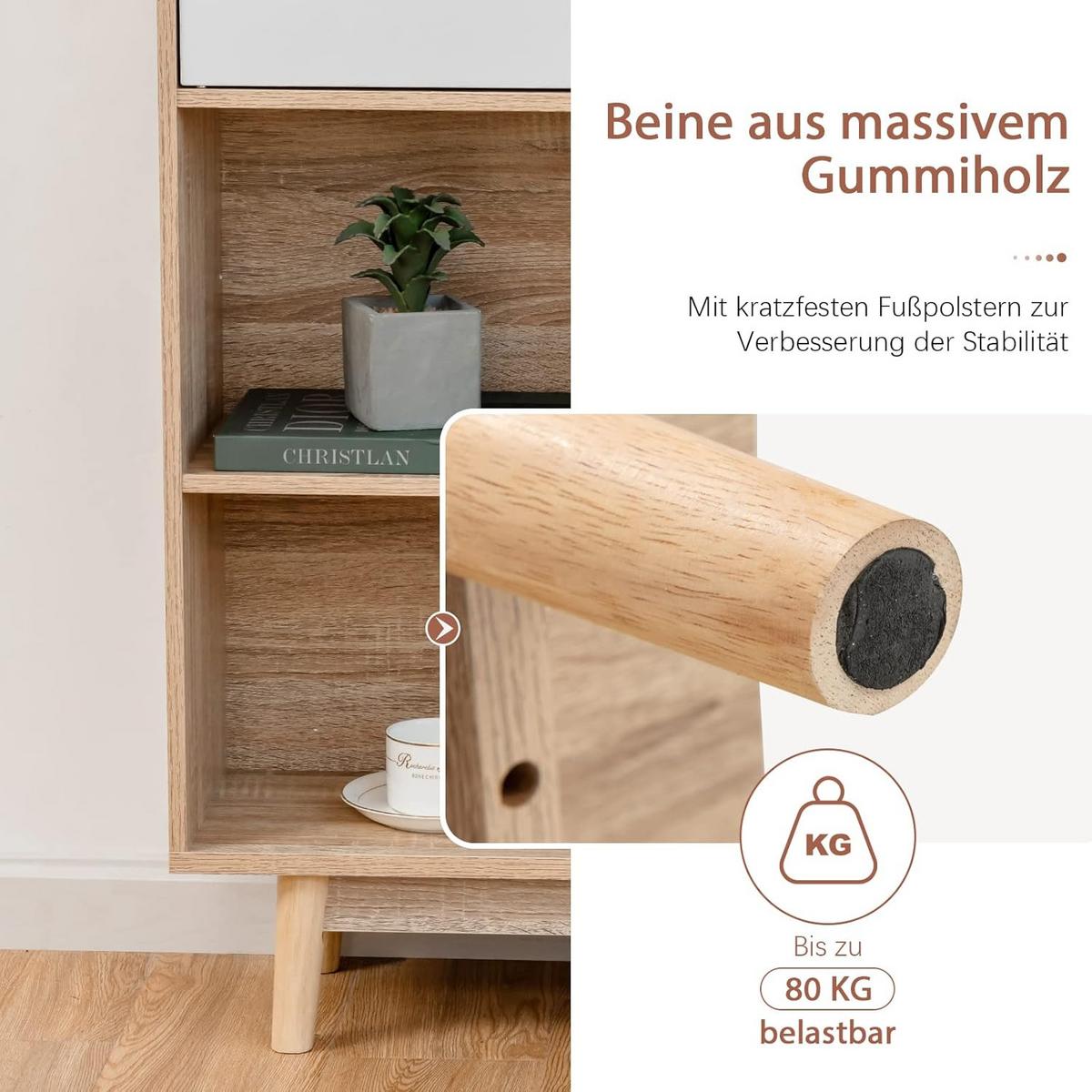 BÜCHERSCHRANK Weiß - Weiß, Holz (80/120/24cm) - COSTWAY