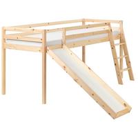 HALBHOCHBETT Kiefernholz 90/200 cm mit Rutsche Hellbraun Staple - Hellbraun, Holz (90/200cm) - Beliani