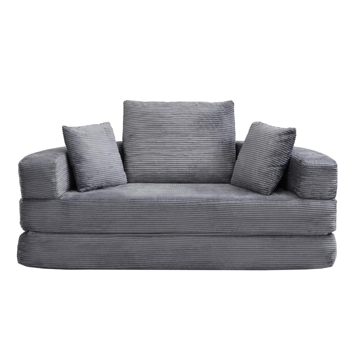 SOFABETT Klappbares Gästebett & Modulares Sofa aus weichem Cord-Stoff - Grau, Textil (173/40/176cm) - Urban Meuble