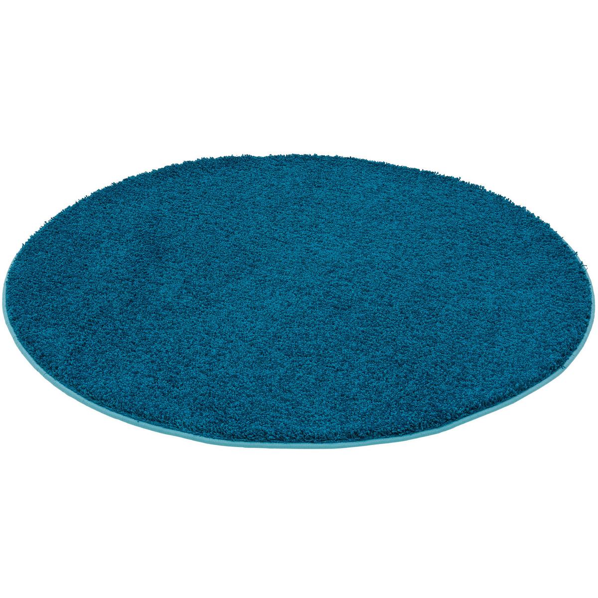 LUXUS HOCHFLOR LANGFLOR TEPPICH MILANO RUND - Petrol, Textil (160/160cm) - Snapstyle