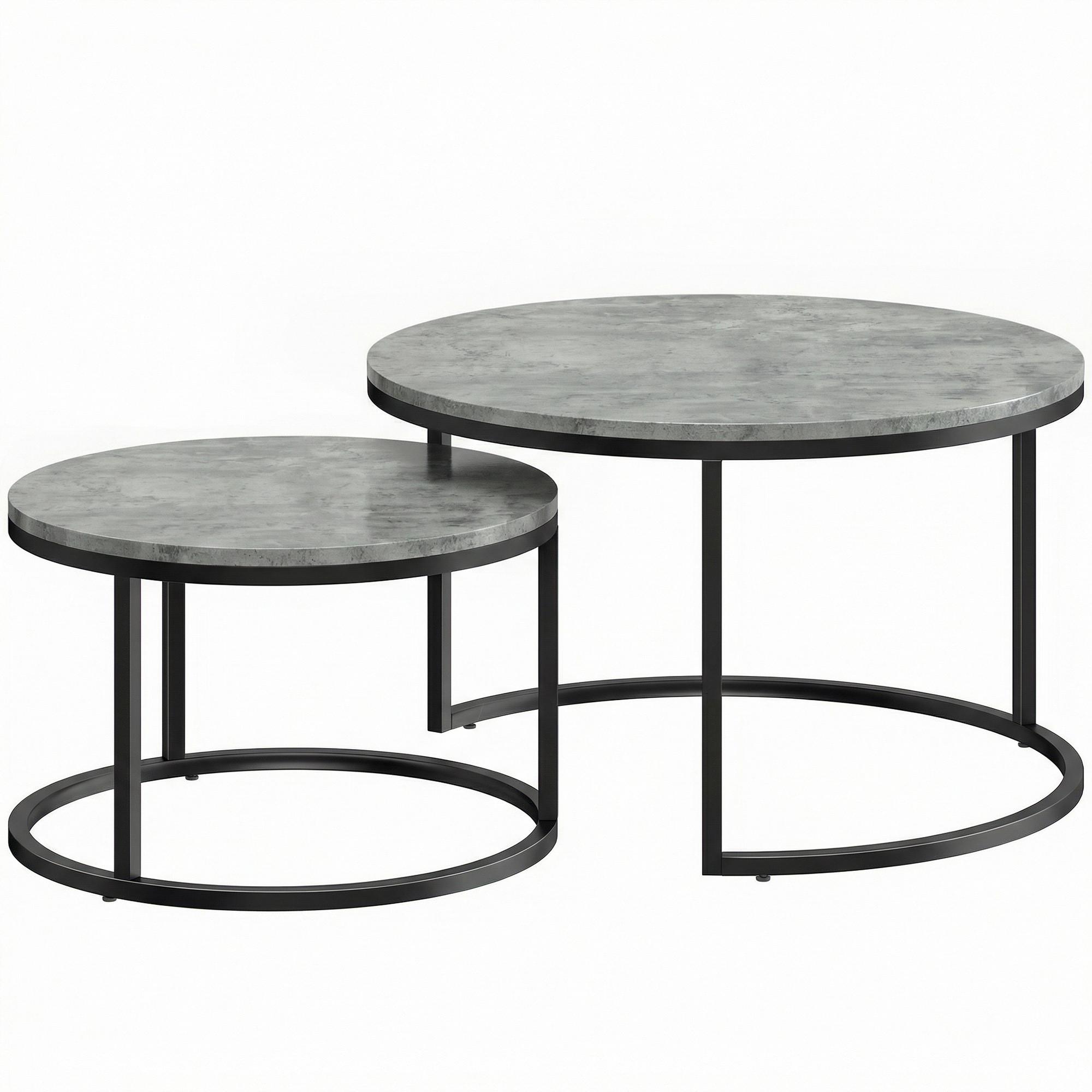 COUCHTISCH 2er Set Metall MDF Grau - Grau, Metall (78.5/78.5/46.5cm) - HOMCOM