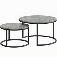 COUCHTISCH 2er Set Metall MDF Grau - Grau, Metall (78.5/78.5/46.5cm) - HOMCOM