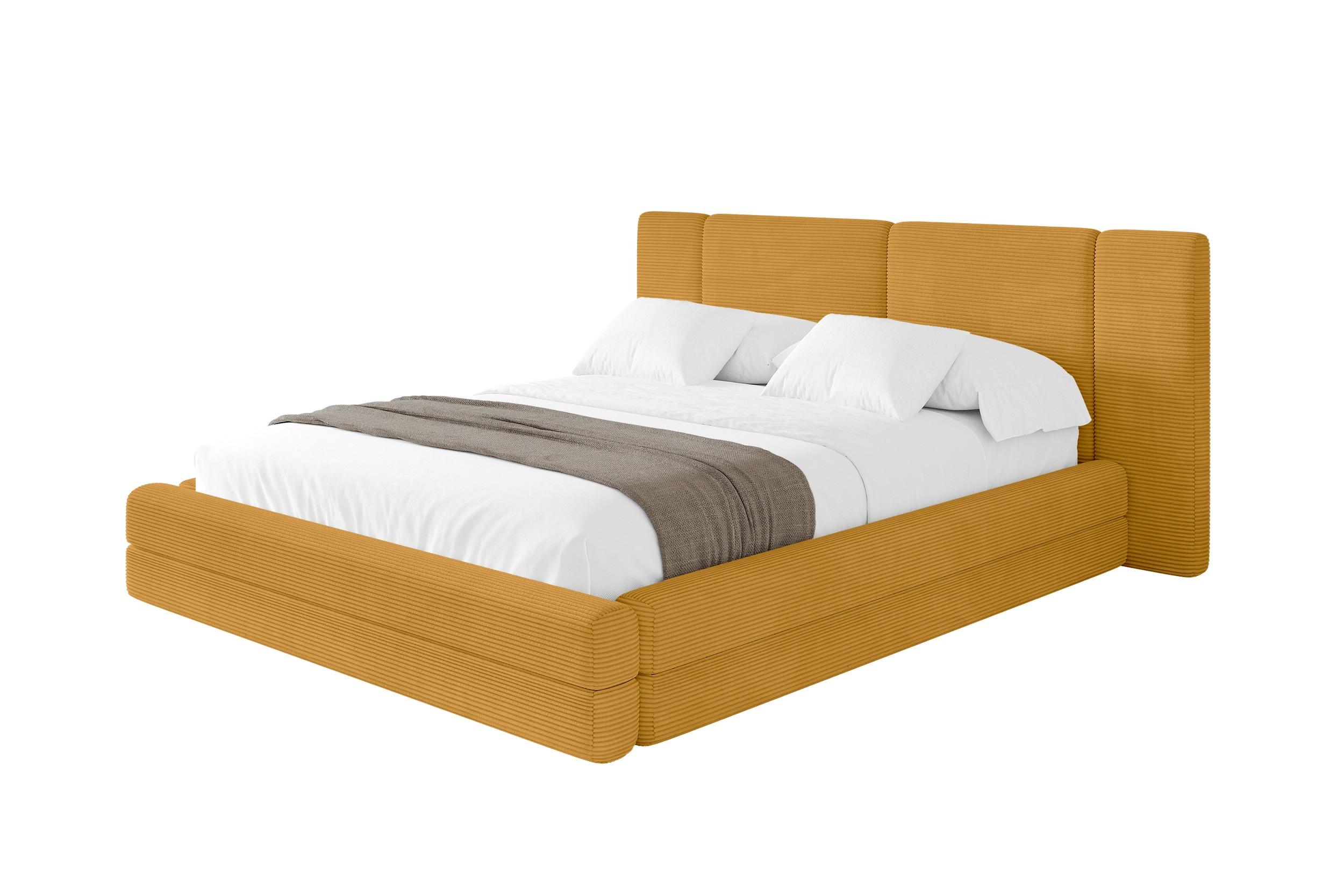 POLSTERBETT mit Bettkasten und Lattenrost, Boxbett ohne Matratze - TEVO 140x200 Senfgelb - Gelb, Holzwerkstoff/Textil (140/200cm) - ALTDECOR