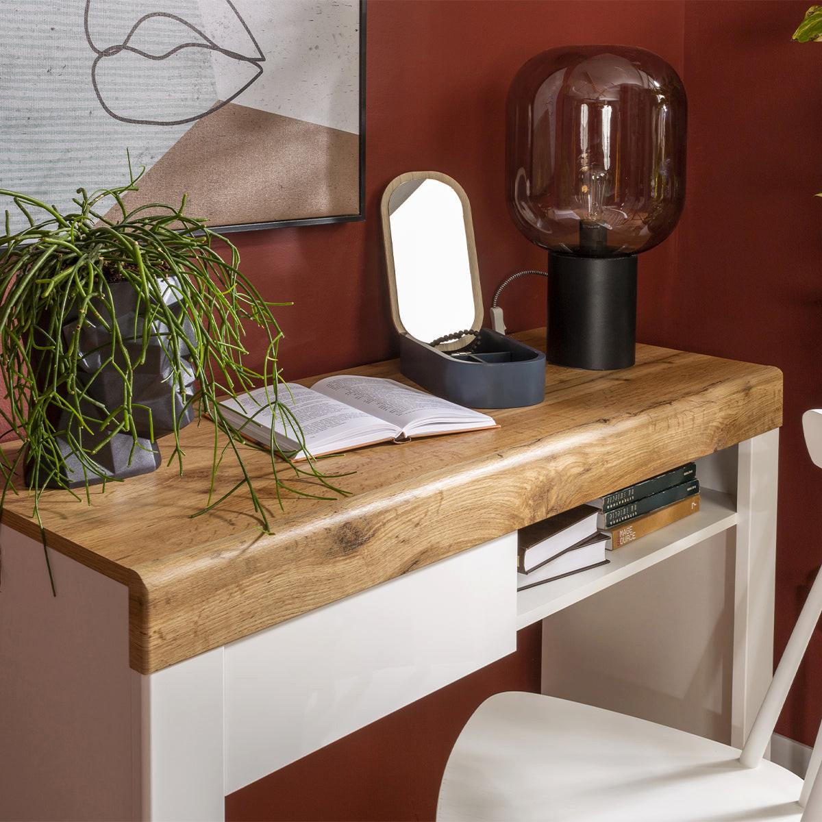 KONSOLENTISCH Hella Weiß und Holz - Weiß, Holzwerkstoff (40/106/82cm) - Petits-meubles
