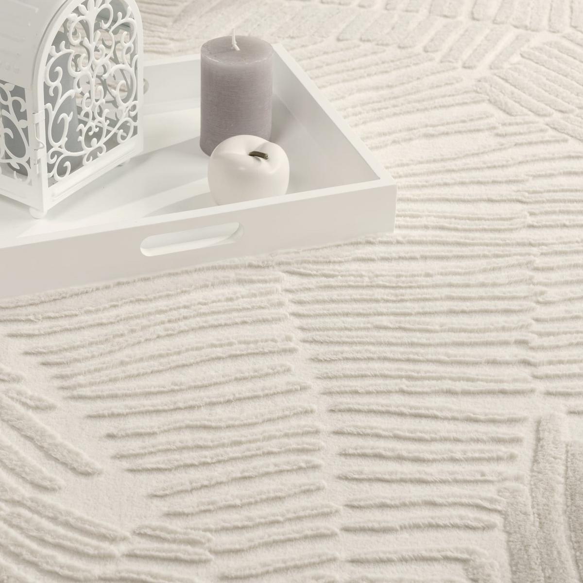 KURZFLORTEPPICH, mit Struktur, aus Polyester, Florhöhe 10 mm, Creme, 200 x 280 cm - Creme, Textil (200/280cm) - KADIMA DESIGN