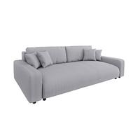 BIGSOFA Emma Hellgrau Cord - Hellgrau/Schwarz, Holz/Kunststoff (234/78/122cm) - S-Style Möbel