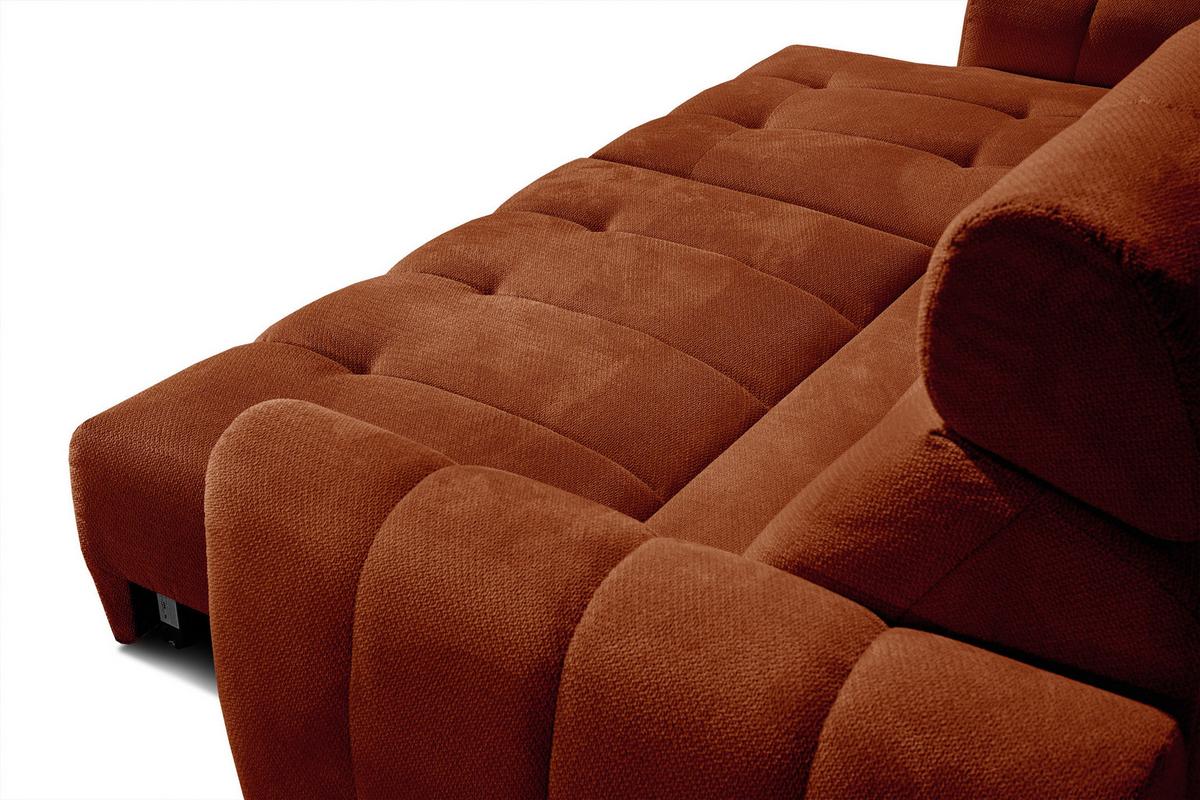 ECKSOFA KIMI 3-Sitzer, ausziehbarer Sitz, verstellbare Kopfstützen, rot - Rot/Schwarz, Holzwerkstoff/Textil (270/160cm) - Wozimo