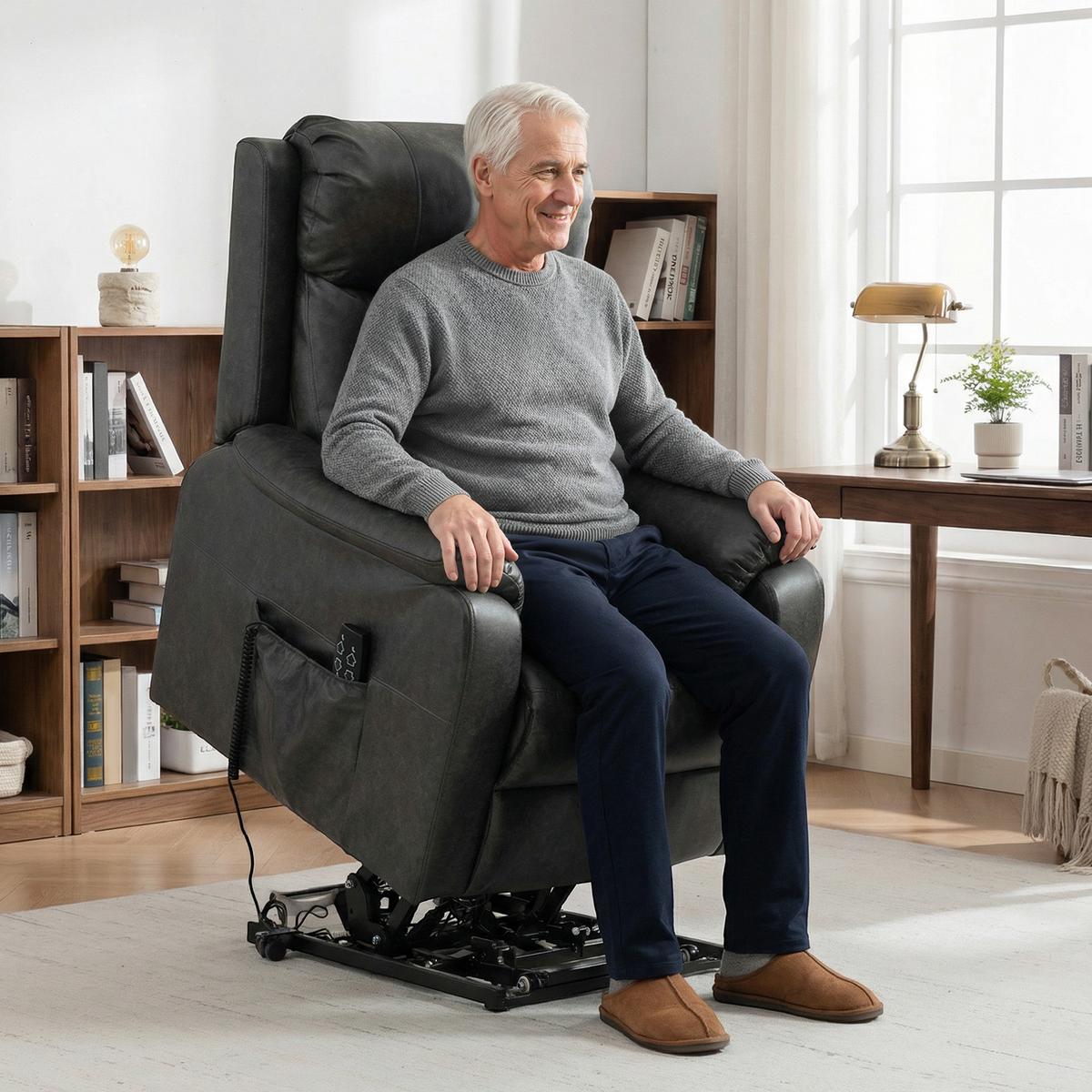 RELAXSESSEL Kunstleder Schaumstoff Schwarz - Schwarz, Kunststoff (87/105/96cm) - HOMCOM
