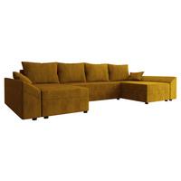 WOHNLANDSCHAFT Dante U Cord - Schwarz/Braun, Holz/Kunststoff (310/82/140cm) - MIRJAN24