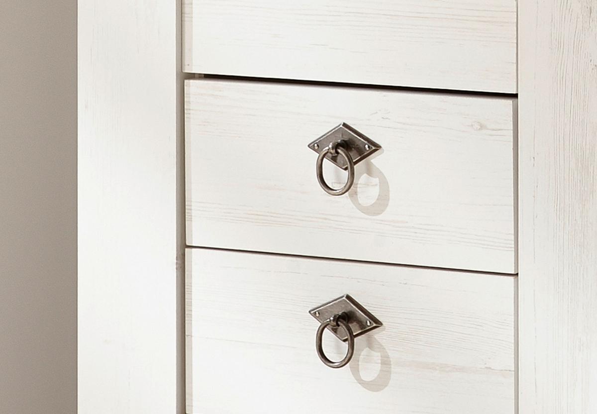 TV-LOWBOARD weiß Pinie, Eiche 150 cm, Landhaus TV Unterschrank mit Komforthöhe - Silberfarben/Eiche Wotan, Holzwerkstoff/Metall (152/64/52cm) - Furn.Design