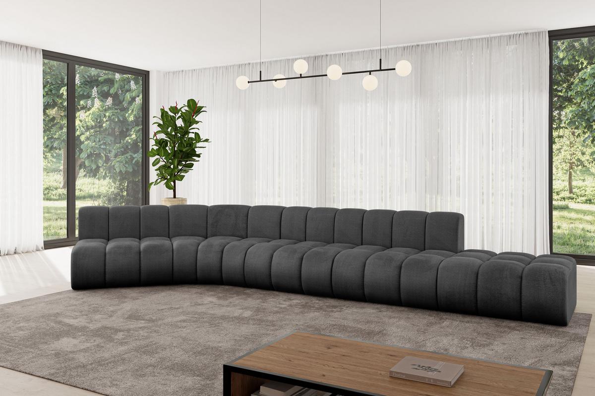 ECKSOFA modulares Sofa Brilo-L2 - 471x174x70 cm Schwarz - Schwarz, Holzwerkstoff/Textil (471/174cm) - ALTDECOR