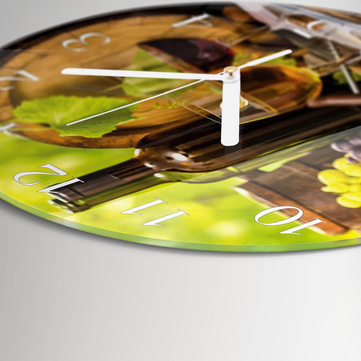 WANDUHR aus Glas Ø30 cm - Trauben für Wein - Multicolor, Glas (30/30/0.4cm) - TULUP