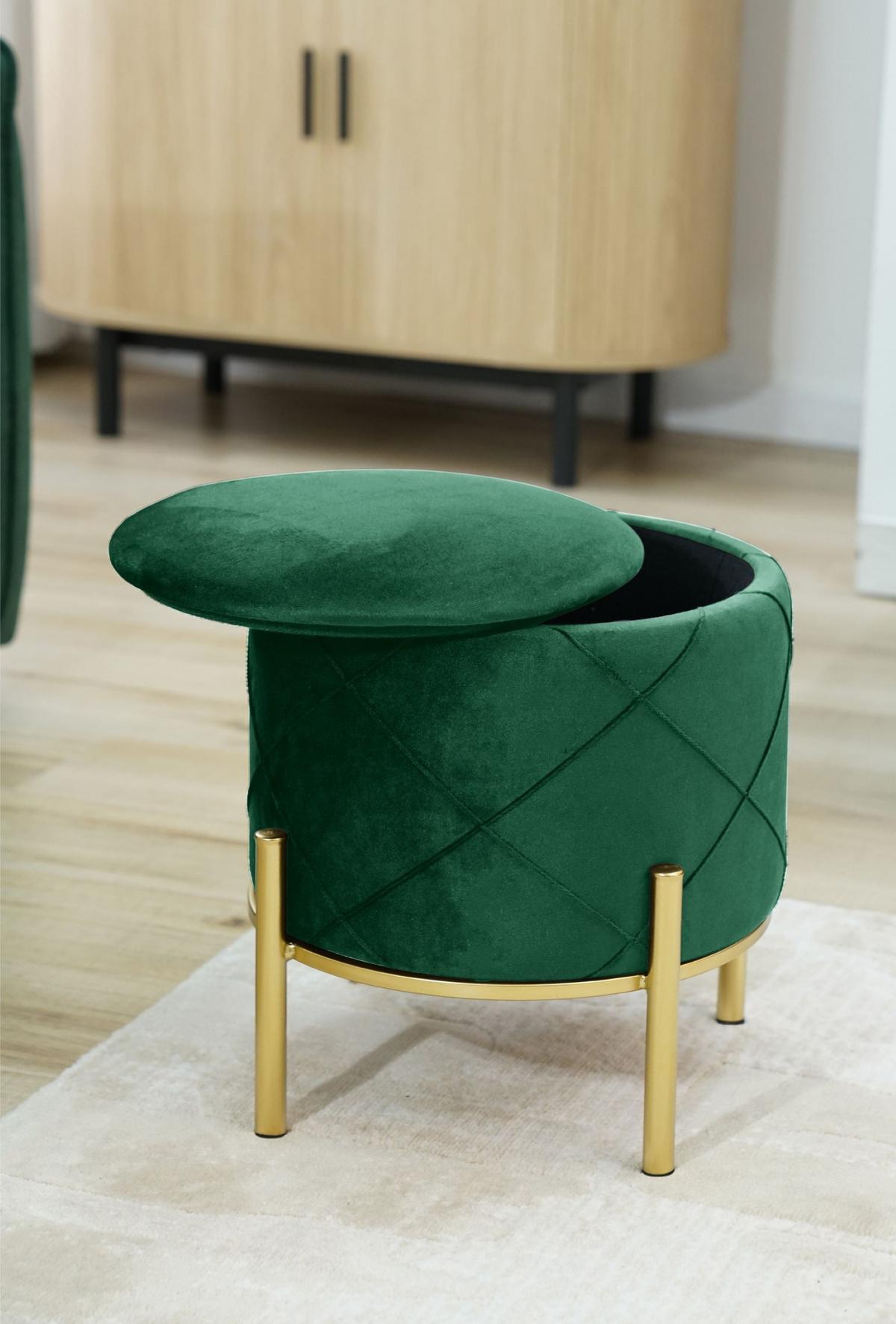 SITZHOCKER mit Stauraum, Polsterhocker Grün 37/40/37 - Grün, Textil (37/40/37cm) - RAUMHIRSCH FURNITURE