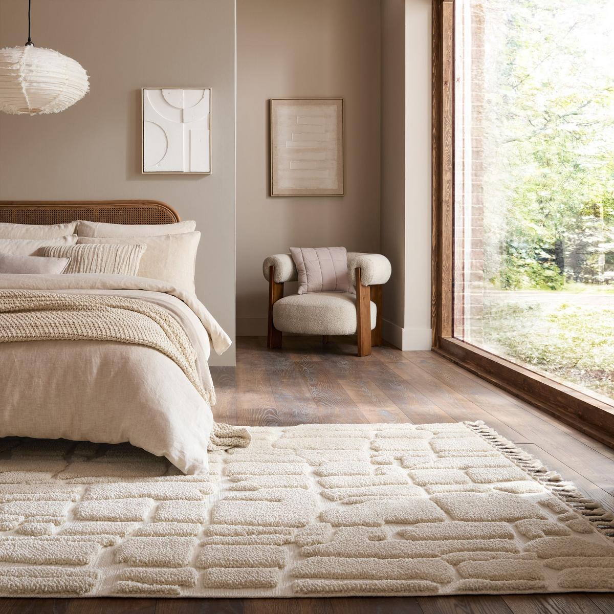 HOCHFLORTEPPICH mit Fransen MARA, geometrisch, Creme, 160 x 230 cm - Beige, Textil (230/160cm) - KADIMA DESIGN