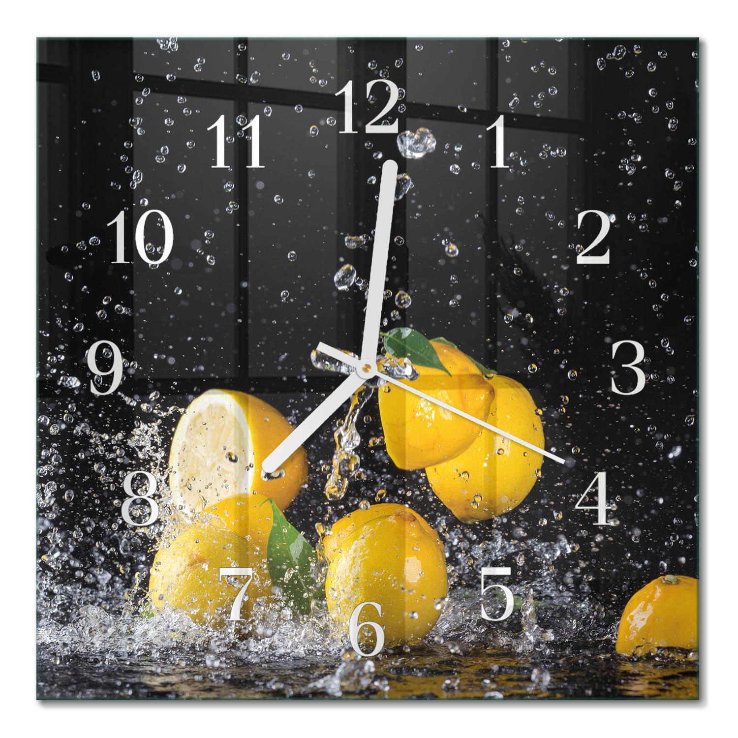 WANDUHR aus Glas 30x30 cm - Zitronen - Gelb, Glas (30/30/0.4cm) - TULUP