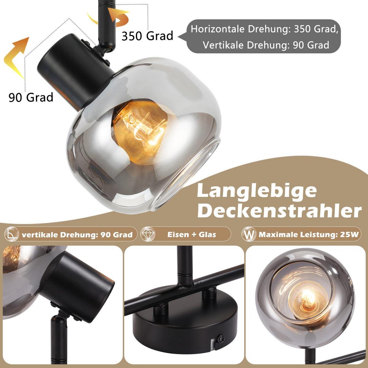 DECKENSTRAHLER Cottbus 3-flammig 38.5/11/19.5 cm - Schwarz, Metall (38.5/11/19.5cm) - Nettlife