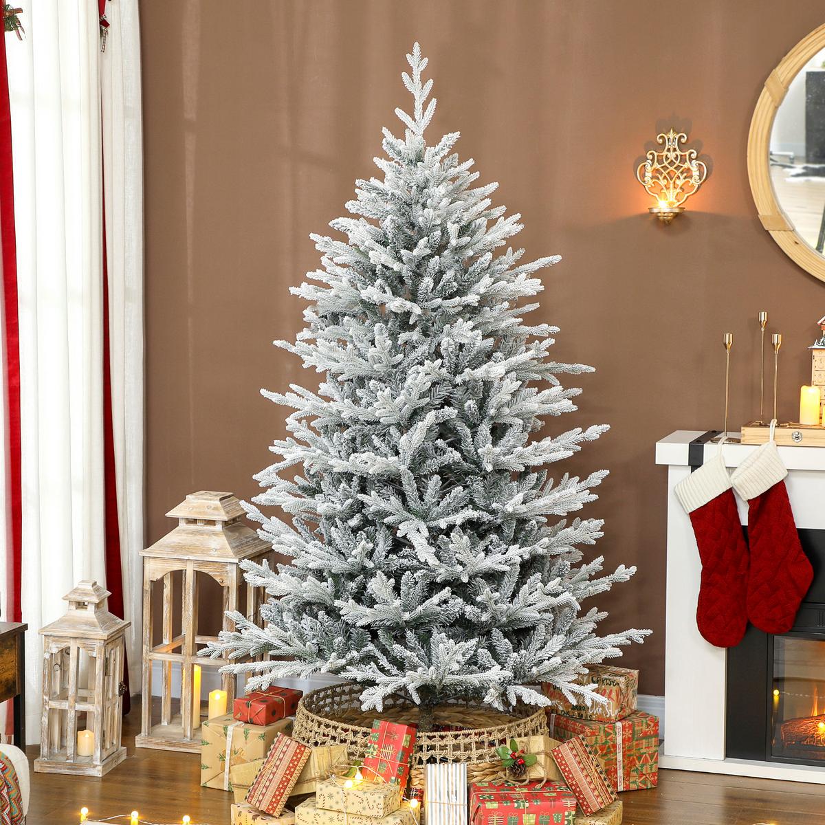 KÜNSTLICHER Weihnachtsbaum 180 cm künstlich Tannenbaum mit Schnee, 1976 Spitzen - Grün, Kunststoff (180cm) - HOMCOM