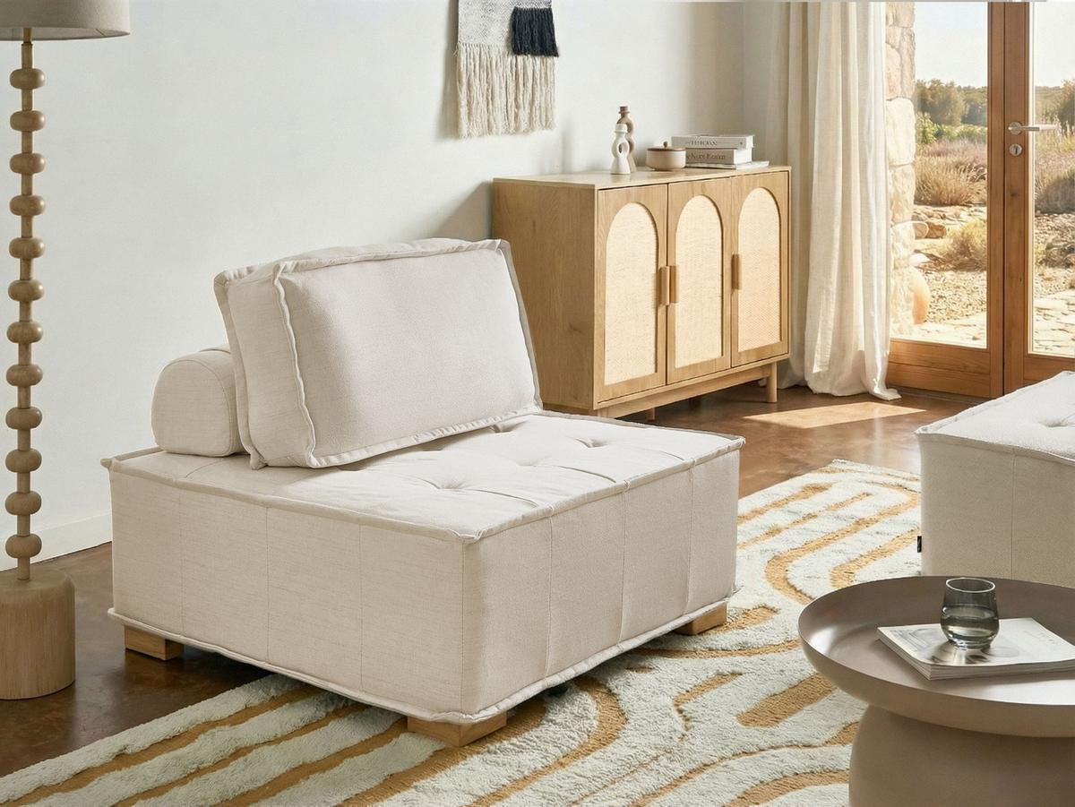SESSELMODUL Stoff Cremeweiß Tibro - Creme, Textil (100/40/100cm) - Beliani