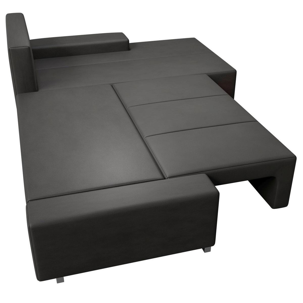 SOFA Davos mit Ottomane rechts dunkelgrau inkl LED - Dunkelgrau, Textil (260/180cm) - Juskys