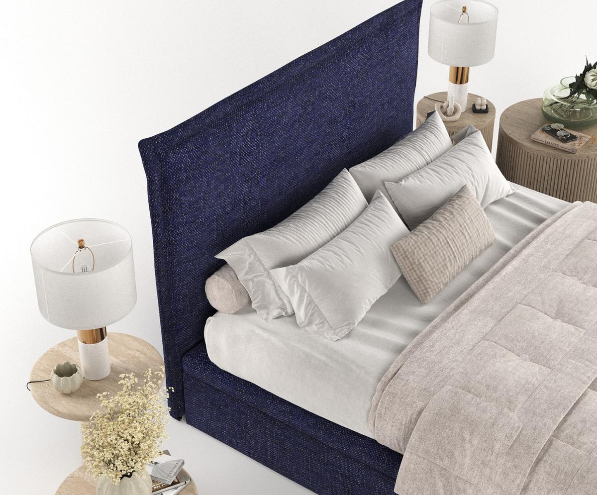 POLSTERBETT Eliot mit Stauraum 180/200 cm Marineblau im Alta Stoff - Schwarz/Dunkelblau, Holz/Holzwerkstoff (180/200cm) - AltaBeds