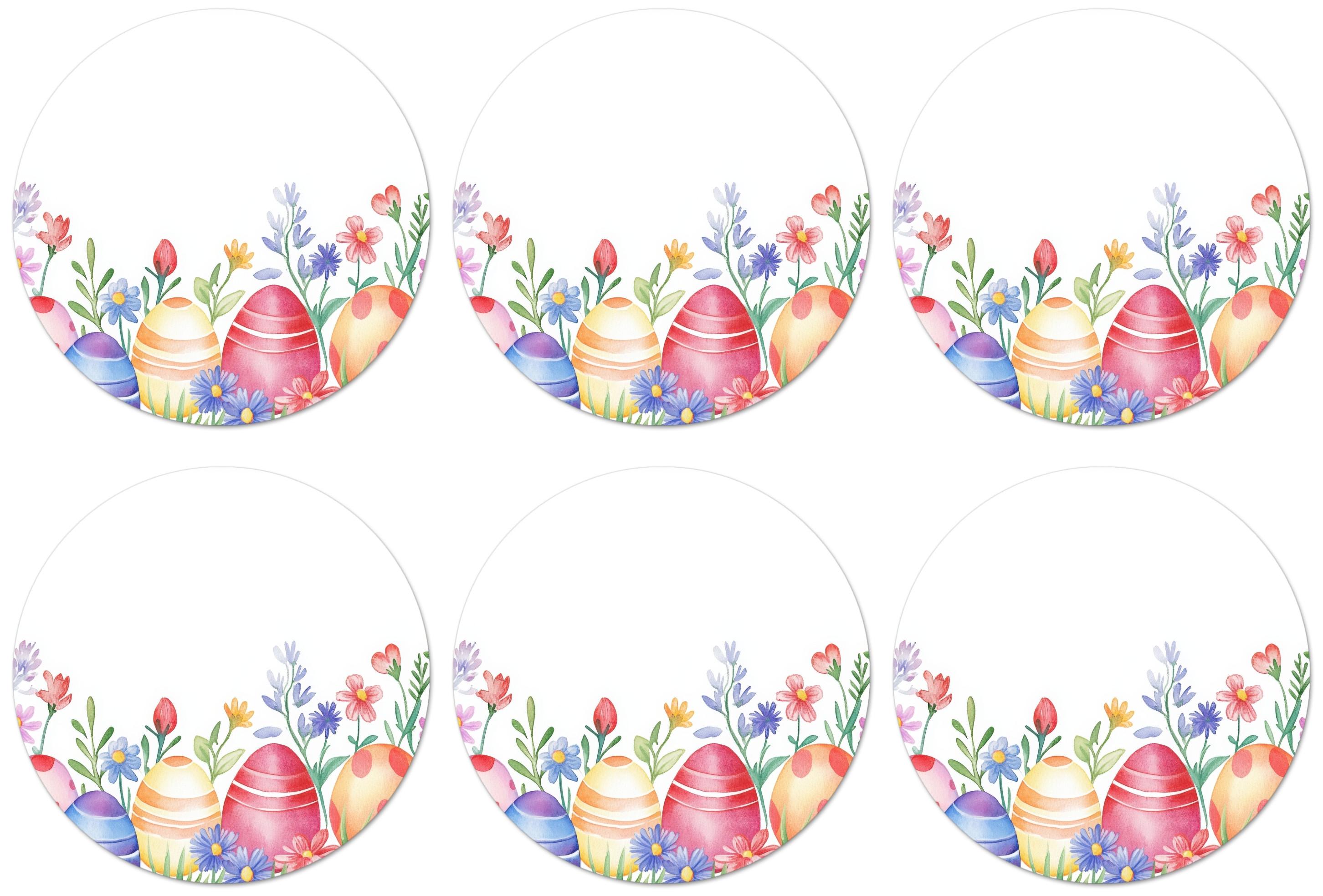 GLASUNTERSETZER Blumengarten - Bunt - Eier Tischset für Gläser 10x10 cm - Weiß, Naturmaterialien (10/0.2cm) - MuchoWow