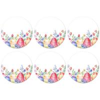 GLASUNTERSETZER Blumengarten - Bunt - Eier Tischset für Gläser 10x10 cm - Weiß, Naturmaterialien (10/0.2cm) - MuchoWow