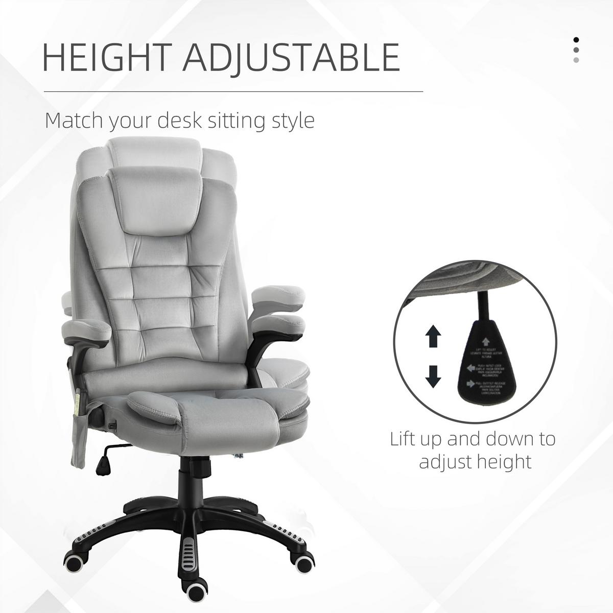 MASSAGE Sessel höhenverstellbarer Bürostuhl mit Massagefunktion Relaxsessel Grau - Schwarz/Grau, Kunststoff/Textil (74/116/67cm) - Vinsetto