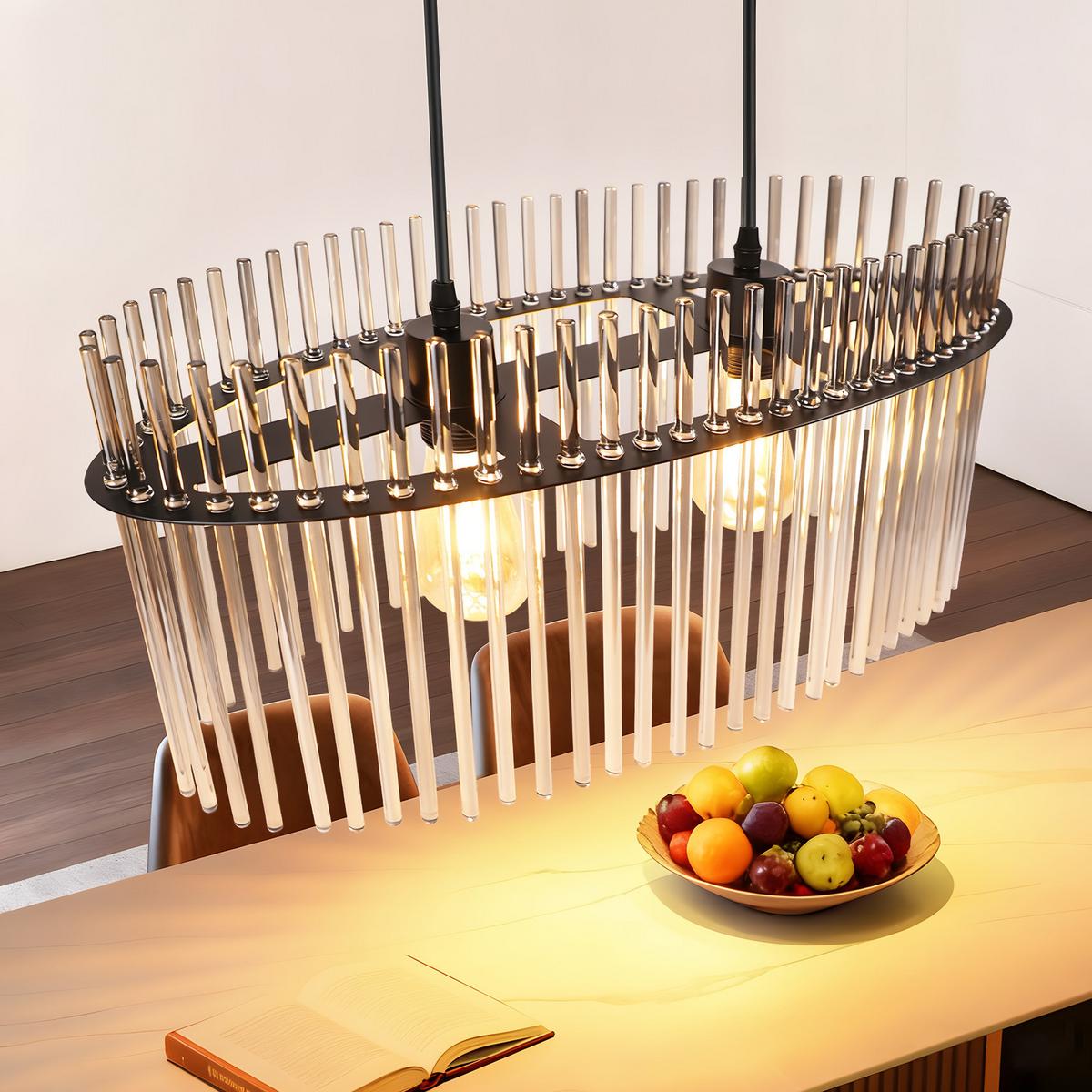 PENDELLEUCHTE Clover 25/60/150 cm - Schwarz, Glas (25/60/150cm) - ZMH