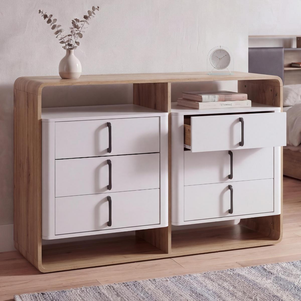 KOMMODE Weiß, Braun - Weiß/Braun, Holz (120/80/42cm) - MCW