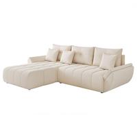 ECKSOFA ARO mit Schlaffunktion und Bettkasten Creme - Creme/Schwarz, Kunststoff/Textil (280/190cm) - Idohome