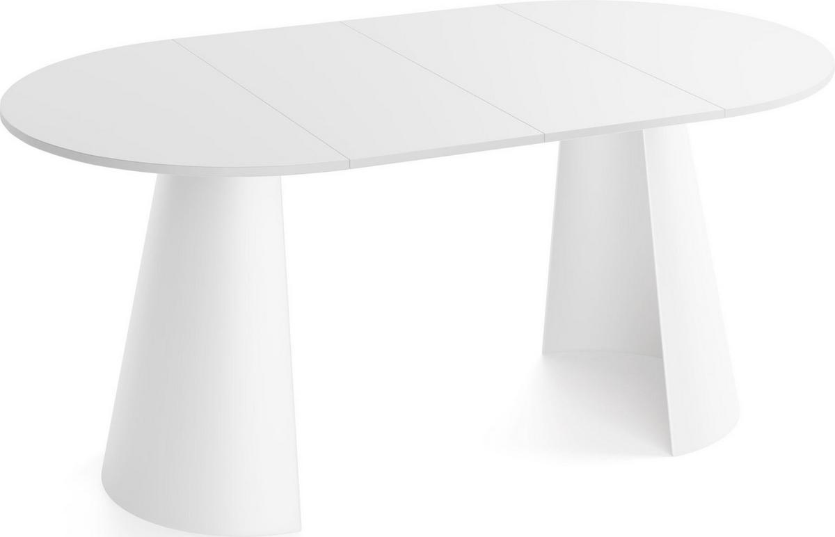 ESSTISCH Lamio runder ausziehbarer, Weiß 100-180/100/76 cm - Weiß, Holzwerkstoff/Metall (100/176/76cm) - WFL GROUP
