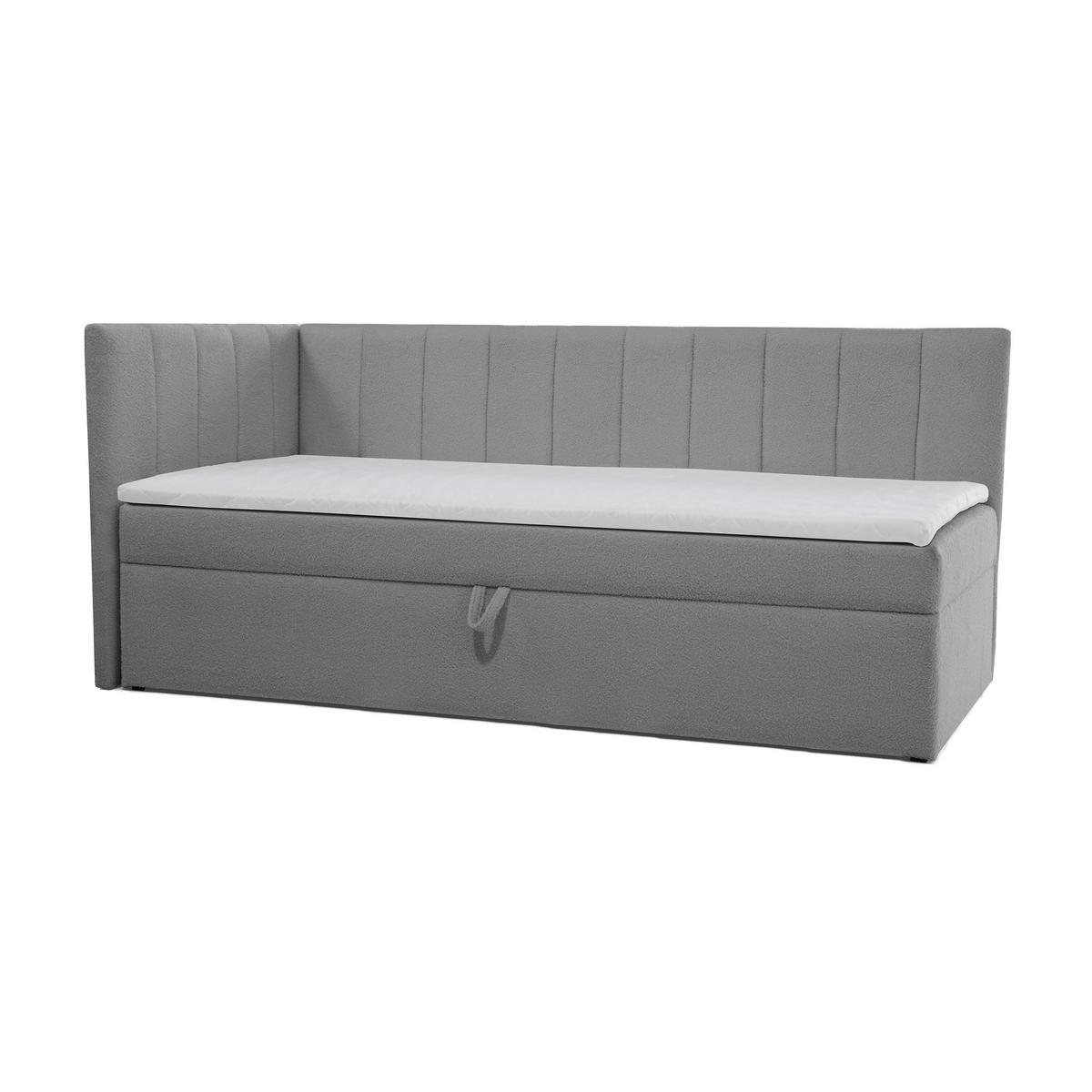 SCHLAFSOFA Rafi, Eckbett mit Bettkasten, 90x200 cm, Grau - Grau, Textil (209/94/102cm) - Beautysofa