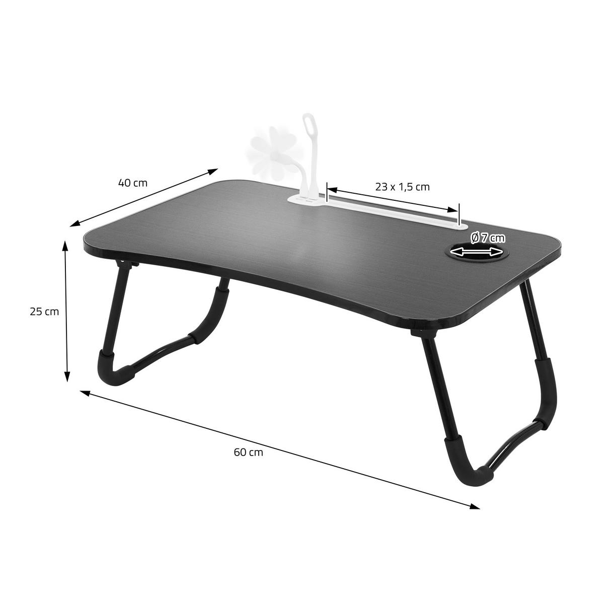 LAPTOPTISCH Schwarz 60x40 cm klappbar - Schwarz, Holzwerkstoff (60/40/25cm) - ML-DESIGN