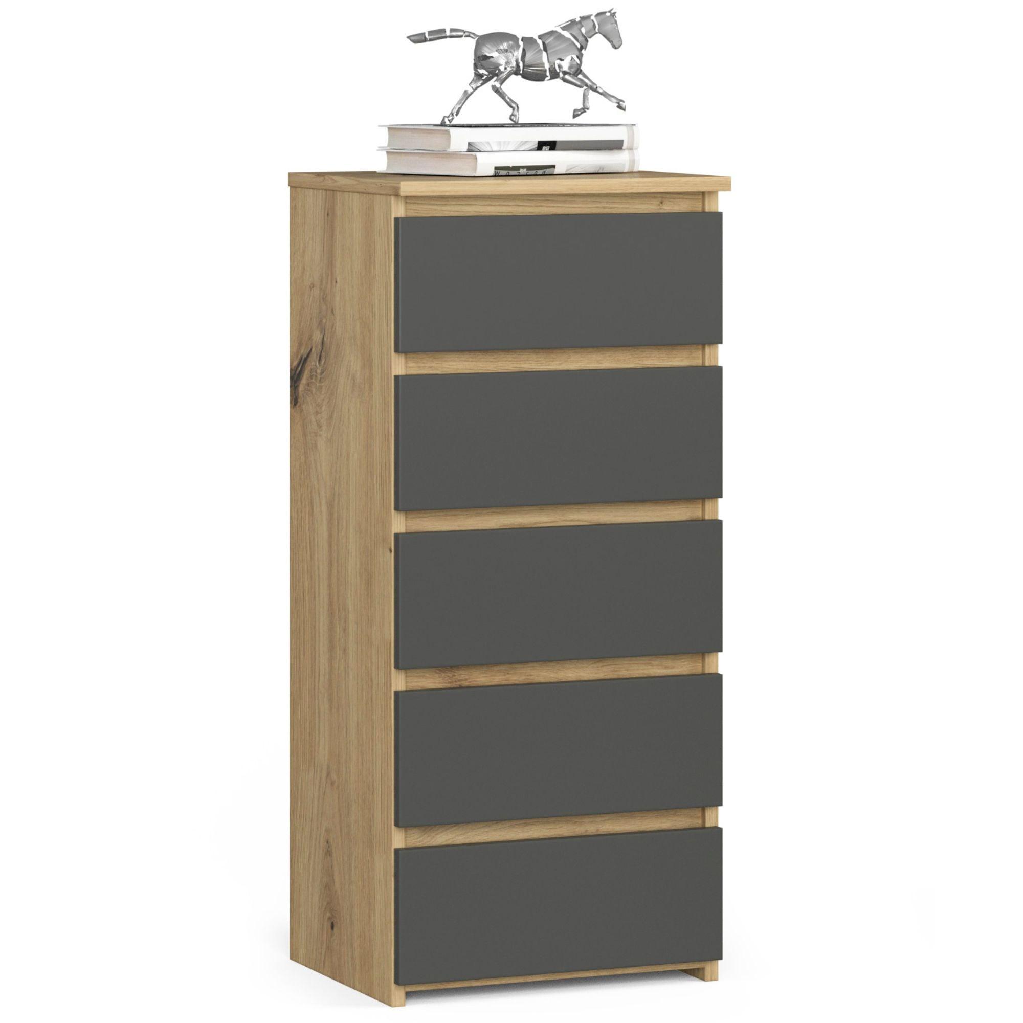 KOMMODE Eiche Artisan, Graphit Grau 92/40/35 - Eiche Artisan, Holzwerkstoff (40/92/35cm) - RAUMHIRSCH FURNITURE