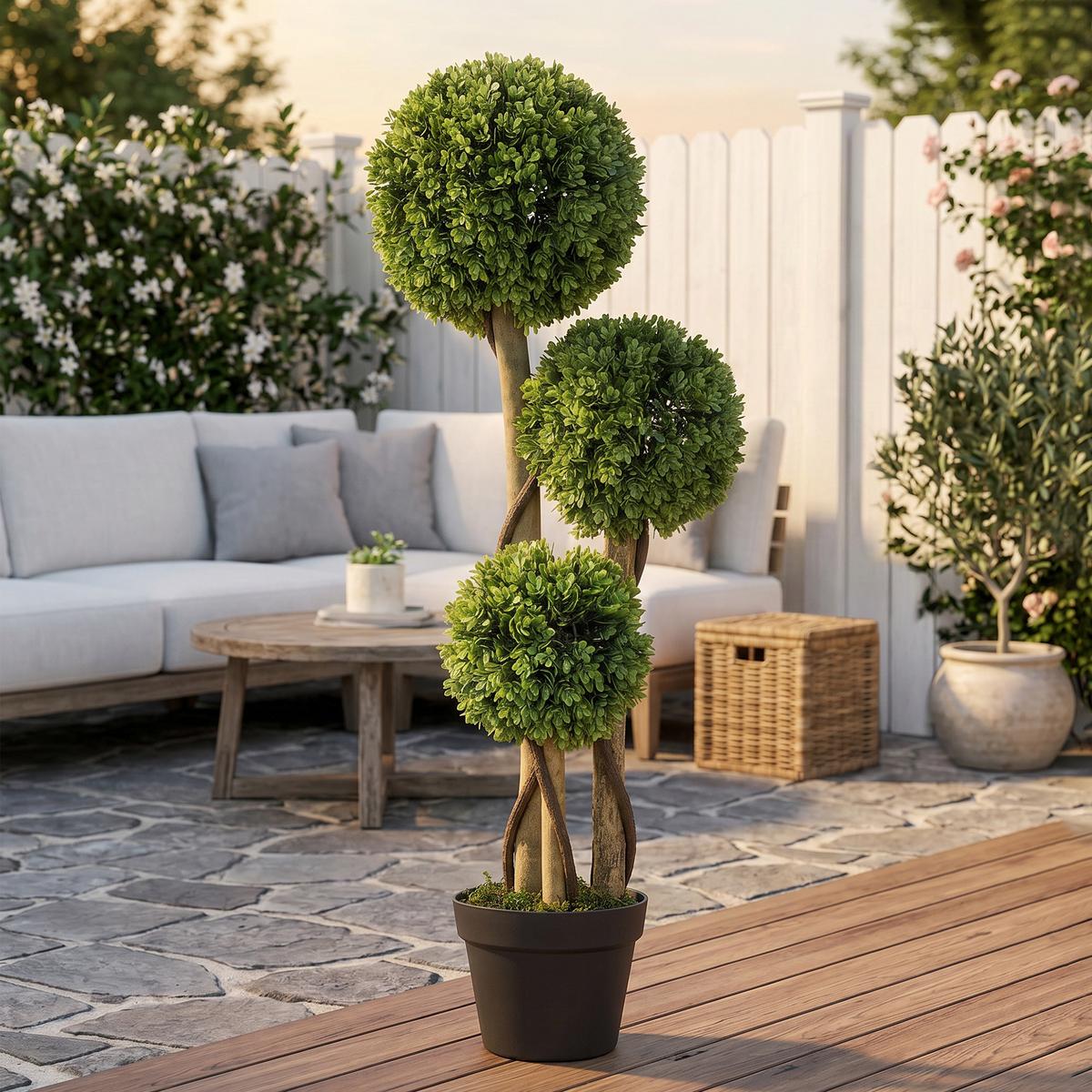 KÜNSTLICHE Pflanze, Kunstpflanze, 90 cm Buchsbaum im Blumentopf, Grün - Schwarz/Braun, Kunststoff (90cm) - HOMCOM