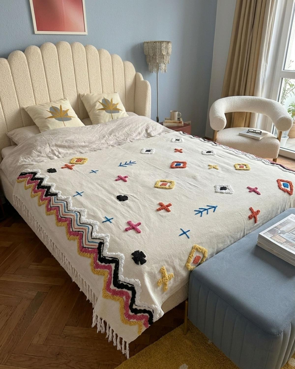 DECKE Bunt Morena 130/180 cm - Multicolor, Naturmaterialien/Textil (130/180cm) - Beliani