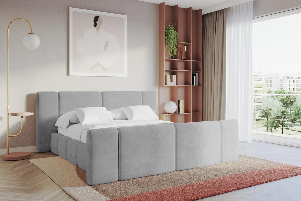 POLSTERBETT mit Bettkasten, Fußteil und Lattenrost, Bett mit Matratze H3/H4 - NILO-Z 140x200 Grau - Grau, Holzwerkstoff/Textil (140/200cm) - ALTDECOR