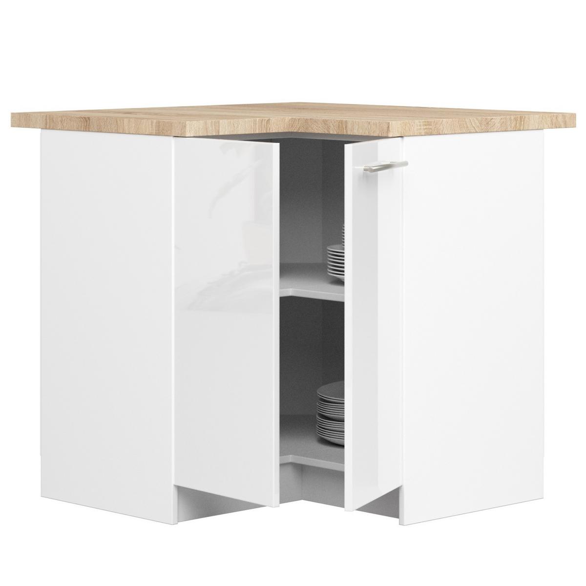 UNTERSCHRANK Weiß, Weiß Glanz 85/90/46 - Weiß Hochglanz/Weiß, Holzwerkstoff (90/85/46cm) - RAUMHIRSCH FURNITURE