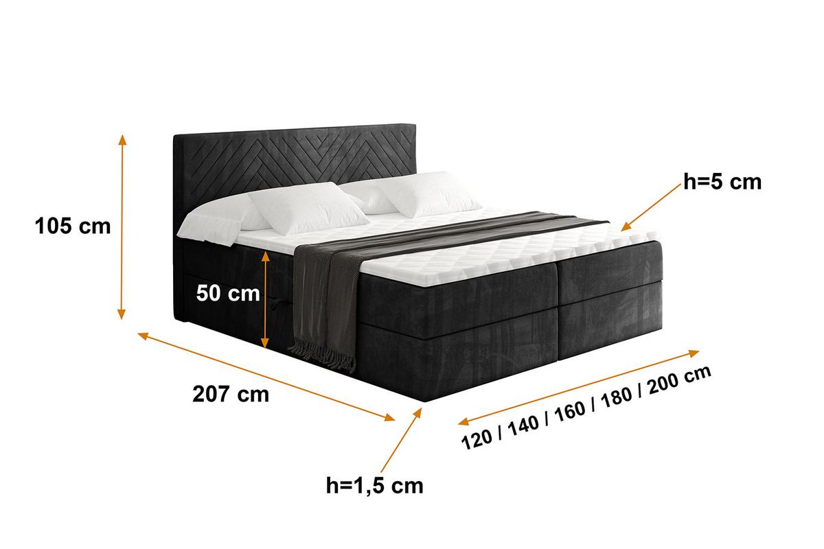 BOXBETT mit Matratze H3 und Lattenrost - VEXA - 180x200 - Schwarz Casablanca - Schwarz, Holzwerkstoff/Kunststoff (180/200cm) - ALTDECOR