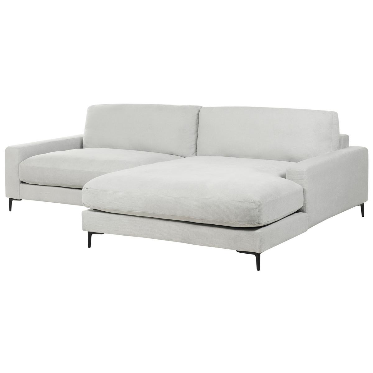 3-SITZER-ECKSOFA hellgrau rechtsseitig Maloy - Schwarz/Grau, Textil (272/189cm) - Beliani