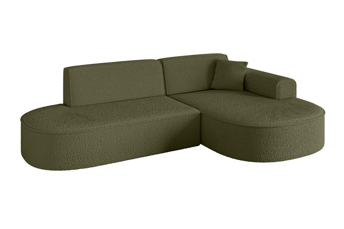 ECKSOFA Ottomane Rechts MARI-L1 - 243x171x79 cm Grün Bouclé - Schwarz/Grün, Holzwerkstoff/Kunststoff (234/163cm) - ALTDECOR