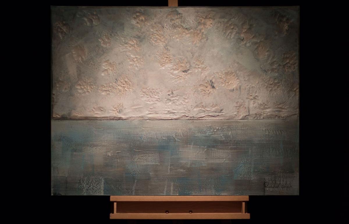 ÖLGEMÄLDE 100/75 cm - Petrol/Weiß, Holz/Textil (100/75cm) - KUNSTLOFT