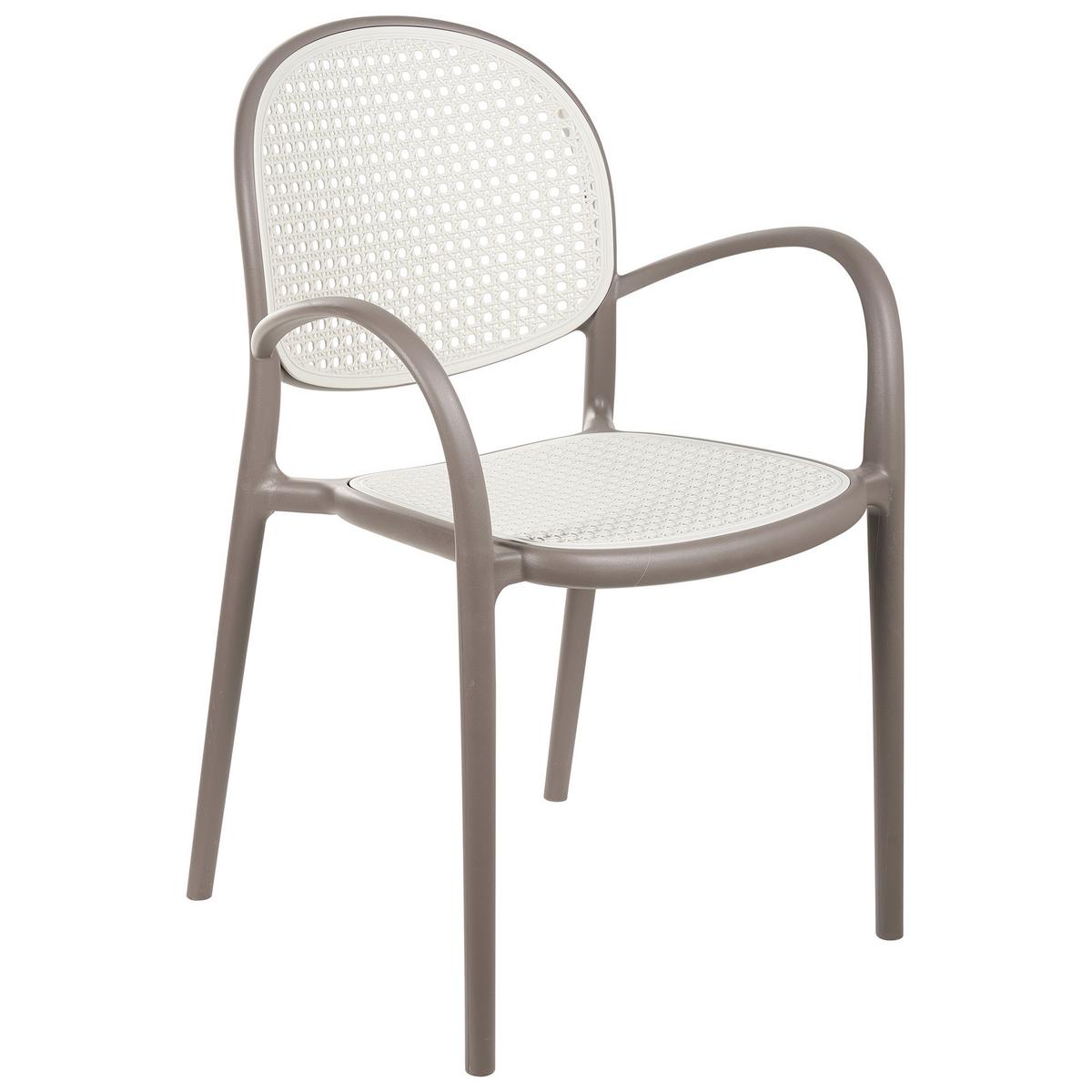 GARTENSTUHL 2er-Set Hellbraun Povoletto - Hellbraun/Weiß, Kunststoff (50/85/50cm) - Beliani