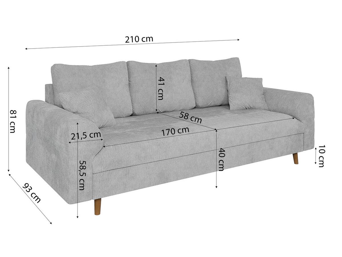 3-SITZER-SOFA Sigurd Hellgrau Chenille - Hellgrau/Braun, Holz/Textil (210/81/93cm) - S-Style Möbel