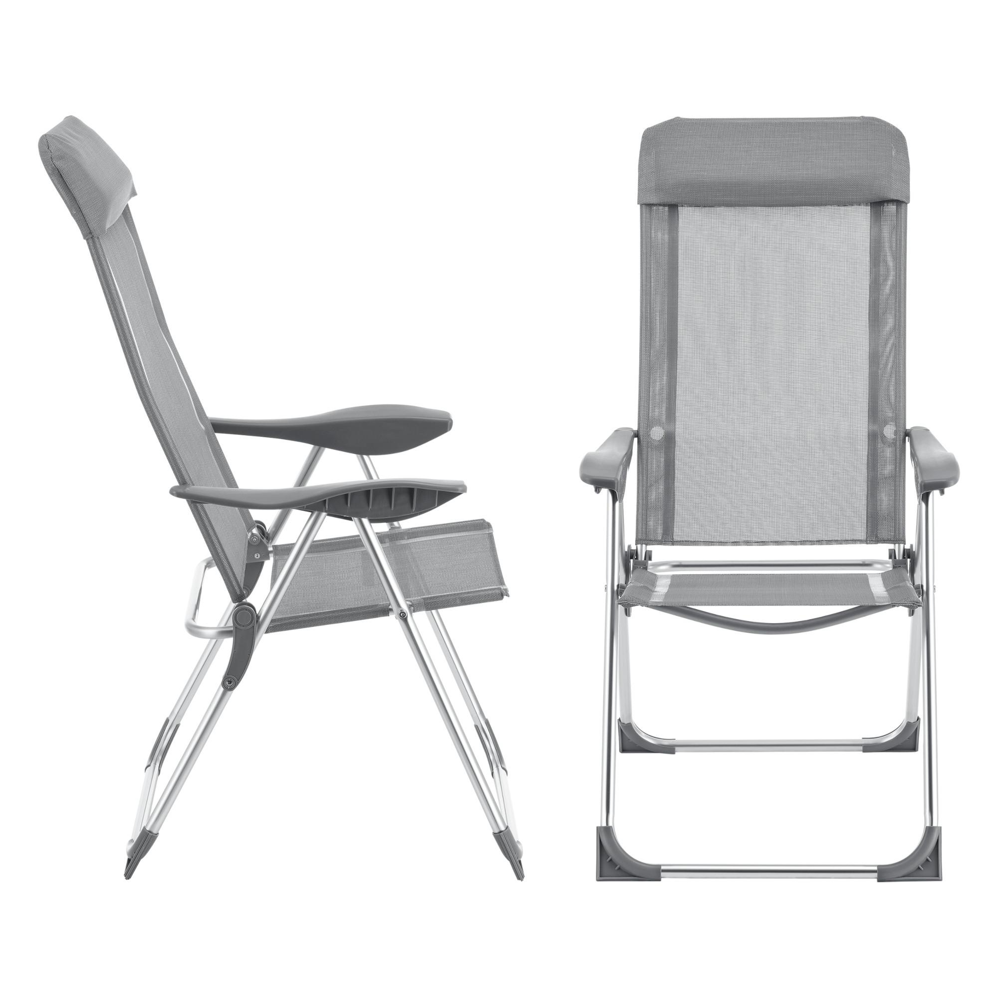 KLAPPSTUHL-SET 2 TLG. Errenteria - Hellgrau, Textil/Metall (57/109/67cm) - [en.casa]