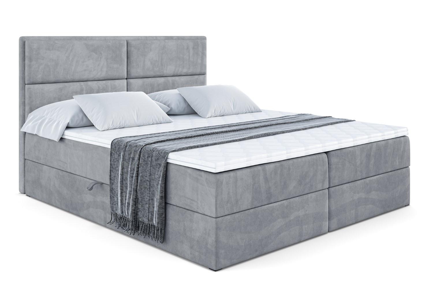 BOXBETT mit Matratze H3 und Lattenrost - AURA - 180x200 Grau - Grau, Holzwerkstoff (180/200cm) - ALTDECOR