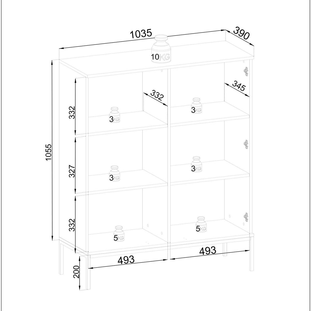 VITRINE SENTIERO 104 / 126 cm mit LED in Schwarz, Eiche Wotan - Schwarz, Holzwerkstoff (104/126/39cm) - MASSENO