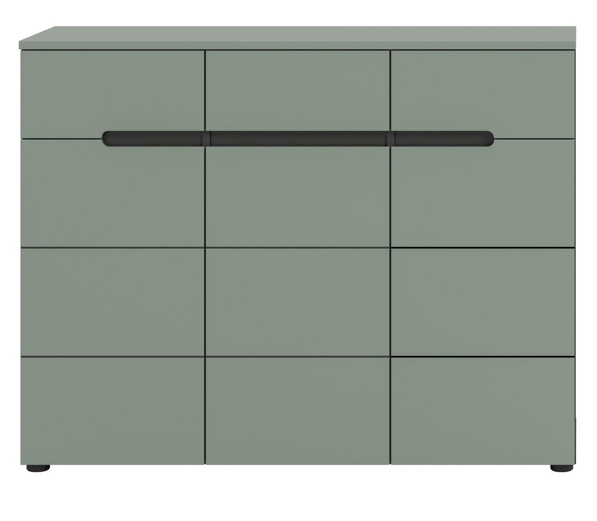 SCHUHKOMMODE Salbei Grün, Basalt Grau 120 cm, Flurkommode mit Soft-Close und Vollauszug - Salbeigrün/Schwarz, Holzwerkstoff/Kunststoff (120/94/37cm) - Inn.Furn
