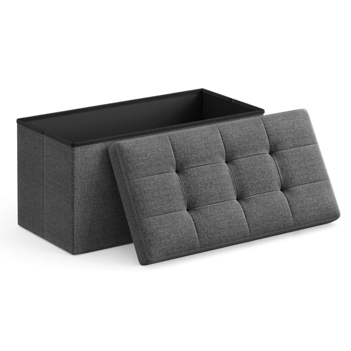 SITZBOX - L76 cm - Dunkelgrau, Holzwerkstoff (38/38/39.5cm) - Calicosy